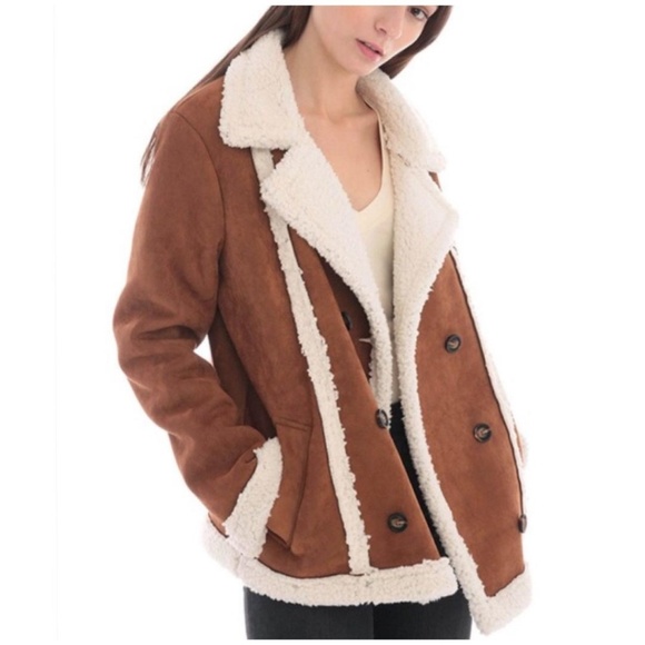 Skies Are Blue Jackets & Blazers - LAST ONE❗SKIES ARE BLUE Chic Faux Saude Sherpa Lined Jacket